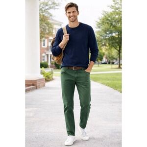 SPOKE LONDON CLASSIC SMART CASUAL COTTON CHINO PANTS OLIVE COTTON BLD SOFT 31